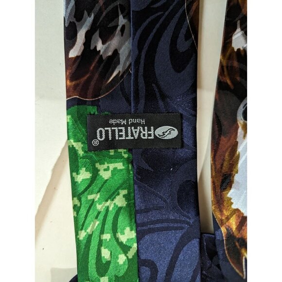 Men’s Tie, Fratello, Hand Made HORS print necktie  57.5 in - Picture 5 of 6